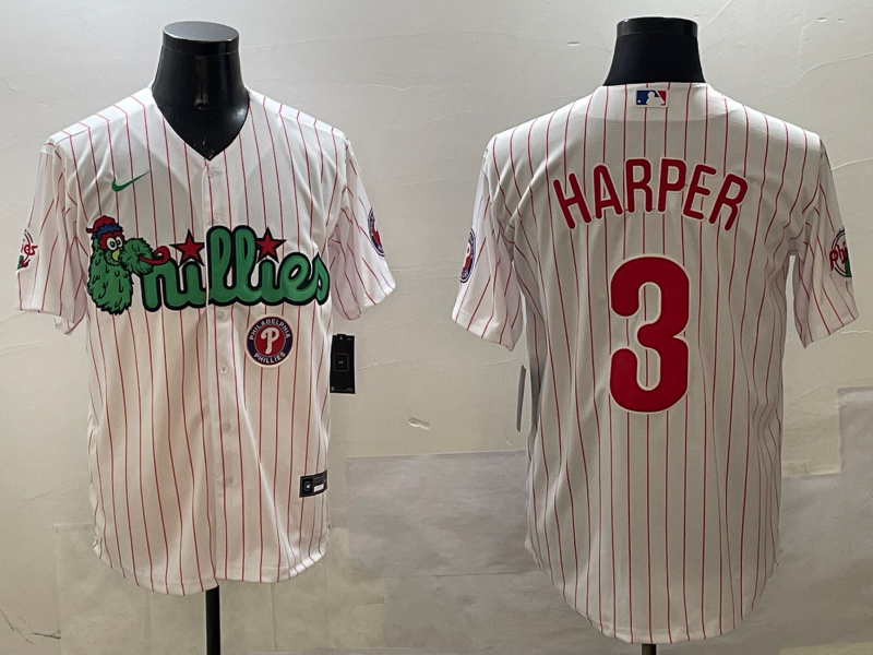Men 2025 Philadelphia Phillies #3 Harper white Nike MLB Jersey 002